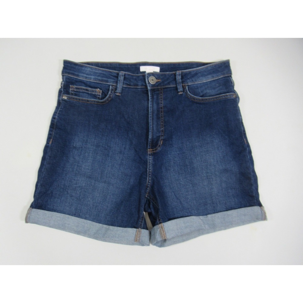 Lauren Conrad High Rise Denim Shorts Women 14 Blue Dark Wash Cuffed